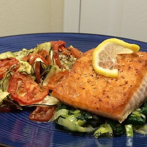 Baked Herbed Tomato Zucchini with Salmon